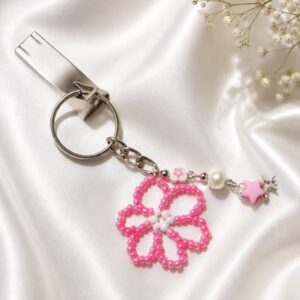 Handmade Beaded Flower Keychain