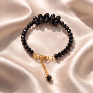 Adjustable Black Crystal Beaded Bracelet