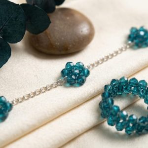 Blue Crystal Bracelet & Ring Set